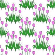 tulips pattern on white seamless background