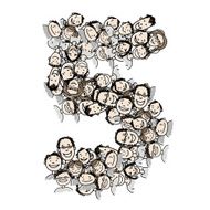 Number five people crowd vector alphabet design N2