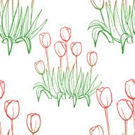 tulips pattern on white seamless background N5
