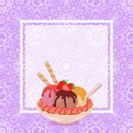 Ice Cream Strawberries and Background