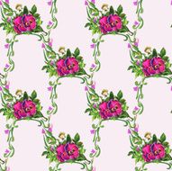 Watercolor Pansy Bouquet Pattern