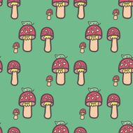 Funny mushrooms seamless vector pattern N2