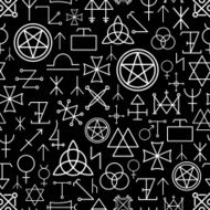 Mystical seamless pattern on black background