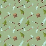 Seamless vector pattern lumberjack logging