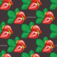 Seamless pattern with strawberries on a dark background