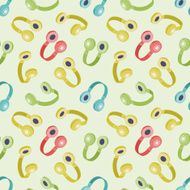 Seamless pattern with colored headphones