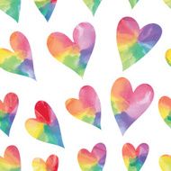 Watercolor hearts seamless pattern Vector illustration