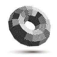 Abstract asymmetric vector monochrome stripy object complicated