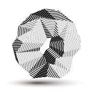 Geometric abstract 3D complicated striped object monochrome
