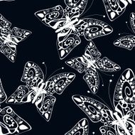 Beautiful seamless background of butterflies black and white