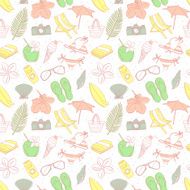 Cute hand drawn sketch line icons seamless pattern