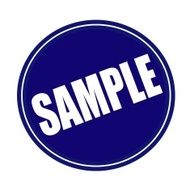 Sample white stamp text on blue