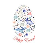 Watercolor card with Easter egg