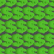 Dollar seamless pattern Green vector background