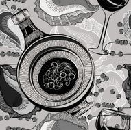 bottle glass shell beads - monochrome seamless pattern