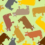 Cow seamless pattern Crazy cow with big eyes