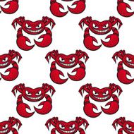 Cartoon angry red crabs seamless pattern