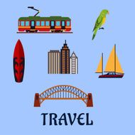 Australian travel and journey flat symbols