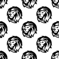 Seamless pattern of eraldic lions with shaggy mane