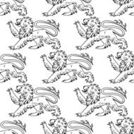 Outline heraldic lions seamless pattern