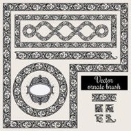 Decorative ornate design elements and brush for illustrator N6