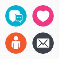 Social media icons Chat speech bubble and Mail N6