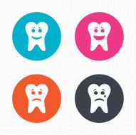 Tooth smile face icons Happy sad cry