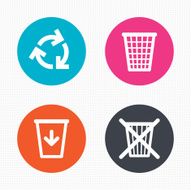 Recycle bin icons Reuse or reduce symbol N4