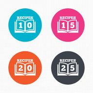 Cookbook icons Twenty five recipes book sign N2