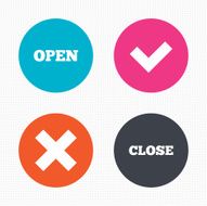 Open and Close icons Check or Tick Delete sign N2