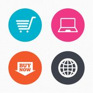 Online shopping icons Notebook pc cart buy N9