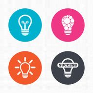 Light lamp icons Energy saving symbols N8
