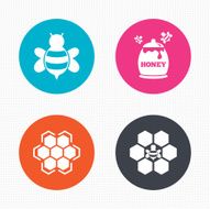 Honey icon Honeycomb cells with bees symbol N7