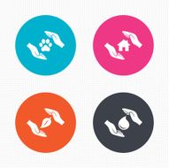 Hands insurance icons Save water and nature N4