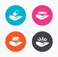 Helping hands icons Protection and insurance N31