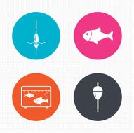Fishing icons Fish with fishermen hook symbol N9