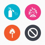 Fire flame icons Prohibition stop symbol N7