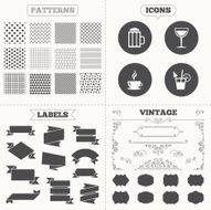 Drinks signs Coffee cup glass of beer icons N22