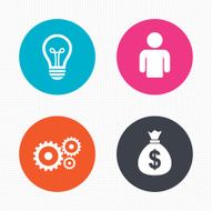 Business signs Human and lamp bulb idea icons N13