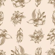 Seamless floral background with magnolia