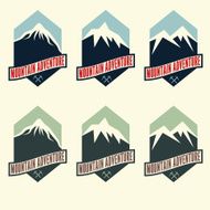 set of vintage labels mountain adventure N3