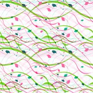 Floral seamless pattern Abstract waves with leaves eco nature background N30