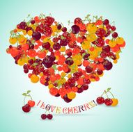Heart made of different cherry with the text below