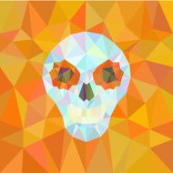 Calavera made of geomterical shapes on orange background