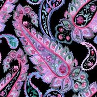 Watercolor paisley seamless pattern N12
