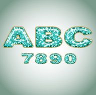 Numbers imitating precious shiny surface