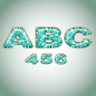 Numbers imitating precious shiny surface N2