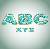 Alphabet imitating precious shiny surface