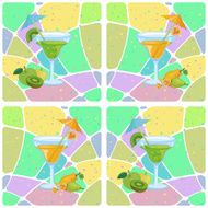 Seamless glasses with cocktail and fruits