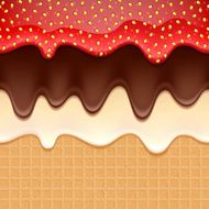 Wafer and flowing sweet fillings - vector background